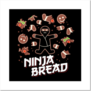 Ninja Bread Man Gingerbread Funny Christmas Posters and Art